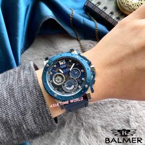 [Original] 7935G SS-5 Balmer Chronograph Sapphire Mens Watch with Blue Dial and 50m Water Resistant Blue Genuine Leather Strap | Official Warranty