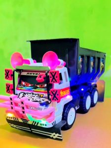 Miniatur Truk Oleng Plastik Full Modifikasi Lampu LED