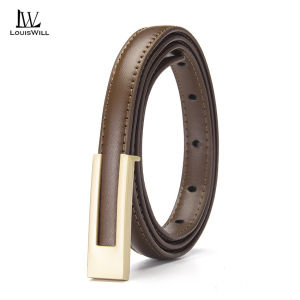 LouisWill Fashion Women Belts Thin Belt Elegant Needle Buckle Design Adjustable Girls Ladies Belt PU Leather Long Straps Waistbands Dress Coat Alloy Buckle Decorations
