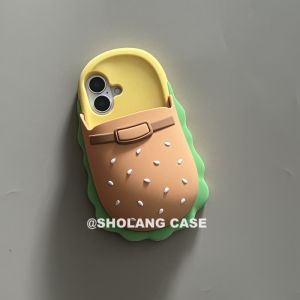 เคสโทรศัพท์ซิลิโคน 3 มิติ ลายเบอร์เกอร์ รองเท้าแตะ ปกป้องเต็มจอ ป้องกันการตกหล่น สำหรับ Apple iPhone 16 pro Max