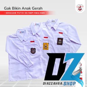 BAJU KEMEJA PANJANG PUTIH SERAGAM SEKOLAH SMA/ALIYAH BAHAN OXFORD ADEM