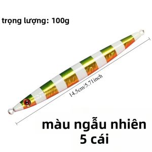 Mồi Câu Đứng 100G Có Sọc Laser Rơi Chậm Làm Bằng Kim Loại Phát Sáng Mắt 3D Dùng Cho Câu Cá Trên Thuyền Cá Ngừ Cá Mú Cá Thu