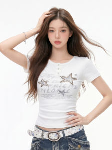 GUZILIAN | Fashion Design Rivet Print Slim-fit T-shirts