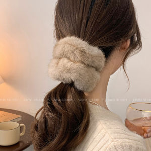 Faux Mink Plush Hair Ties for Women Spring Winter Fluffy Hair Accessories Large Size Elastic Bands Korean Style Fresh out