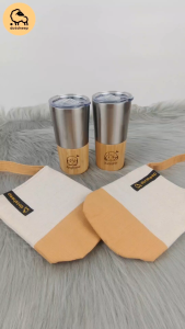 Dotsheep แก้วเก็บอุณหภูมิ + ถุงผ้าใส่แก้ว + กล่องแพ็คเกจ (ไม่สลัก)