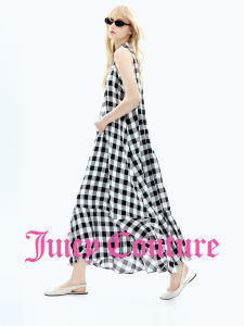 Juicy Couture | New Sleeveless Collar Black-and-White Checked Womens Dress