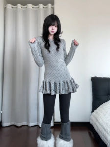 XIANGBAIWEI | Polka Dots Sweet Style Long Sleeve Tunic Top