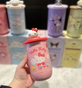 Sanrio Hello Kitty หูใหญ่ Doggie ถ้วยกาแฟการ์ตูนน่ารักนักเรียนแก้วเก็บความร้อนสําหรับงานเลี้ยงวันเกิดกว่า 6 รายการ