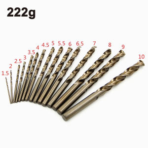 Rafford 15Pcs HSS contain Roasted yellow straight shank twist drill1.5-10mm high speed steel full grinding hole opening tool set