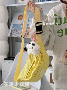 Adorable Fresh Pure Color Crossbody Chest Bag Lightweight Student Waist Bag Forest System Versatile Diagonal Small Bag for Women