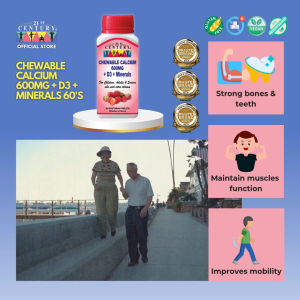 21st Century Calcium for Children Adults Senior 600mg Calcium + D3 + Minerals chewable