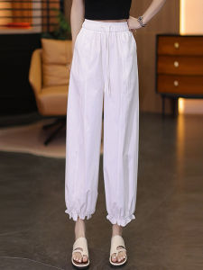 Summer 2025 Casual High Waist Loose Fit Eighteen Floral Pants Thin Edge Lace Trim Lantern Pants Versatile Wide Leg Pants