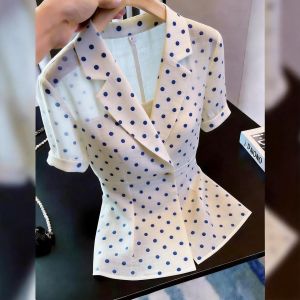 KUNAILIN | French Polka Dot Short Sleeve Shirt