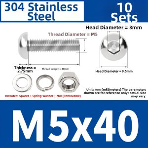Creaby | Comprehensive Set Stainless Steel Hexagonal Screws