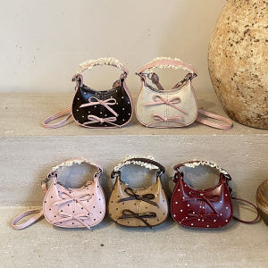 Bow Dots Lace Crossbody Handbag Girls Accessory Bag