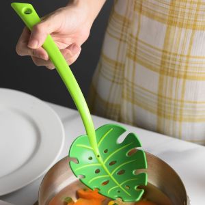 Creative Jungle Leaf Green Spoon Pasta Serving Spoon Leaf Ladle Kitchen Cooking Utensil Plastic Material Island Pavilion
