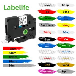 Labelife Multicolor 231 221 121 Tze Băng Nhãn Tương Thích Cho Máy Tạo Nhãn P-touch PTH110 Ruy Băng Máy In Chống Dầu Chống Nước Được Cán Màng