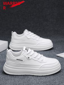 รองเท้าผ้าใบลำลองสำหรับผู้ชาย รองเท้าผ้าใบหนา รองเท้าผ้าใบกันน้ำสีขาว รองเท้าผ้าใบทรงหัวมน รองเท้าผ้าใบสไตล์เกาหลี รองเท้าผ้าใบสีพื้น