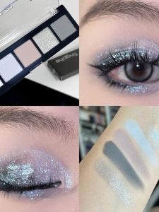 Smoke Grey Blue Five Color Eyeshadow Palette Pearl Sparkling Cool Dark Cement Grey Stage Performance Eyeshadow Tingphe Brand
