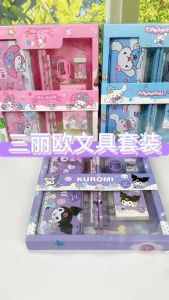 Sanrio Stationery Set With Gift Box Student Prizes Cute Cartoon Kuromi My Melody Cinnamoroll Full Setcreative Gift Package Pencil Pencil Case Notebook Eraser Crayon Pencil Sharpener