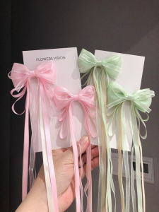 Childrens Traditional Chinese Hanfu Hair Accessories Long Sash Butterfly Knot Girls Hair Clips Toddler Girls Headwear