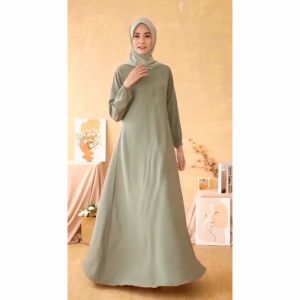 COD - BASIC ABAYA DRESS GAMIS DAILY POLOS SYARI WANITA MUSLIMAH LENGAN PANJANG