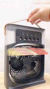 6 Inches Air Conditioner Cooling Fan Portable Air Cooler Fan USB Air Conditioner Cooling Fan With 5 Sprays 7 Color Light Portable Fan