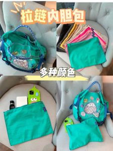 Eco-Friendly Bag Embroidered Nylon Zipper Inner Womens Storage Pouch Ultra-Light Small Size Integrated Bag