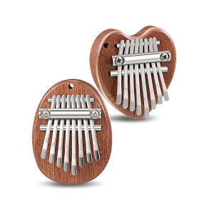 8-tone Mini Thumb Qin Karimba Solid Wood Five Finger Qin Portable Beginner Finger Qin Instrument with Pendant