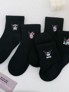 Black White Sports Socks for Women Student Style All-Match Spring Summer Autumn Cute Japanese Trend Short Tube Socks