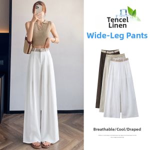 La Chapelle | Summer Lightweight High Waist Loose Fit Linen Trousers for Petite Women