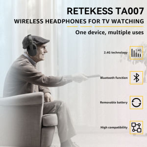RETEKESS TA007 Wireless Bluetooth Headphones Noise Cancellation Stereo HIFI Gaming Headset 3.5MM Audio Cable