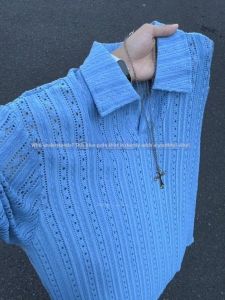 NANSSE | Lattice Pattern Loose Cool Style Short Sleeve Polo Shirt