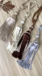 Tassel Tasel Tali Gorden Rumbai Premium Mewah Elegan Kuat Dark Brown Broken White Abu-abu Cream