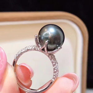 DIY Pearl Accessories 925 Silver Natural Pearl Gemstone Ring Frame Fashion Style Ring with 8-10mm round Beads