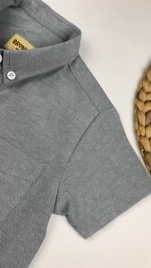 Bronkis Junior Kemeja Anak Laki Laki Lengan Pendek Bahan Chambray  Warna Light Grey untuk usia 0-10 tahun