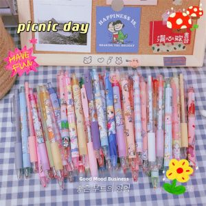 Cute Barrel-Shaped Clickable Neutral Pen Student Black Water Pen Attractive Exam Question Brush Pen Bullet Head Type Business Supplies