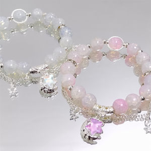 Fairy Tale Crystal Beaded Fish Tail Star Moon Bracelet for Women Sweet Versatile Student Bestie Couple Jewelry Fashion Accessory