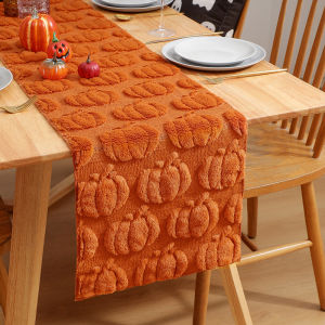 Thickened  Pumpkin Table RunnerBlack Eye-Ghost Three-Dimensional EmbroideredHoliday Dining Table Decoration for Parties