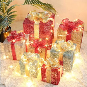 [Lightnice] 3PCS Christmas Iron Box for Christmas Decoration Christmas Birthday Gifts