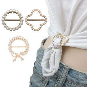 Scarf Buckle Womens High-End Exquisite Flashing Diamond Pearl Brooch Pin Accessories