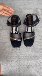 Xăng đan nữ cao gót 8cm da mềm Trường Hải màu đen thời trang XD120