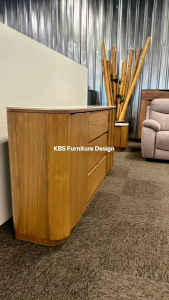 (FREE Installation+Shipping) KBS Portman 6FT Sideboard with Sintered Stone Top / Solid Wood / Buffet Cabinet / 3 Drawers + 2 Doors Storage / Modern Minimalist / Mid-Century Modern / 180L x 40D x 84.5H cm