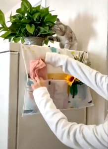 ผ้าคลุมตู้เย็น วัสดุ PEVA กันน้ำและกันฝุ่น มีช่องเก็บของ ทำความสะอาดง่าย ล้างน้ำได้