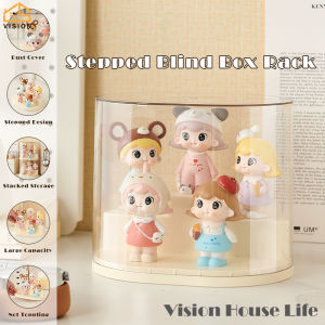 Vision 1Pc Transparent Toy Storage Box Ladder Pop Mart Display Box with Dustproof Cover Sonny Angel Display Case Stackable Model Doll Display Stand Shelf