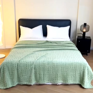 TAFL Fleece Blanket Solid Color Waffle Blanket Multifunctional Comfortable Cotton Nap Blanket