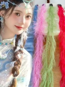 Elegant Feather Hair Ties Pure Color Gentle Twist Braid Adorned Hair Bands Yunnan Tibetan Hair Accessories Lightweight And Stylish