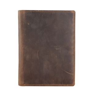 Handmade Top Layer Cowhide Leather Travel Document Bag Multi-Function Large Capacity Passport Ticket Clip Multi-Card Position