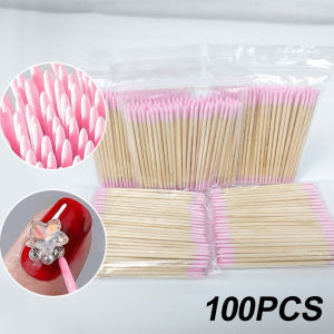 100Pcs Nail Art Wood Clean Swab 7cm Double Head Dead Skin Cuticle Pusher Gel Polish Remove Stick Makeup Eyeline Manicure Tools *