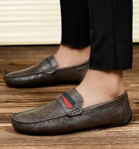 Thoải Mái Giày Đậu Nam Trơn Thật Da Mềm Lái Xe Dưới Cùng Phong Cách Hàn Quốc Thoải Mái Da Giày Đế Bằng Mũi Tròn Thoáng Khí Giày Nam Màu Sắc Đa Dạng Đen Xám Nâu - Lazada